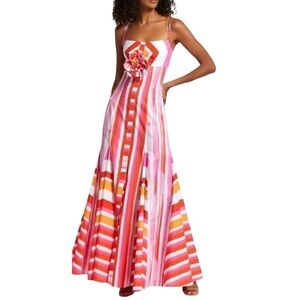 NEW SILVIA TCHERASSI Catania Striped Cotton Maxi Dress Sz M(8)NWT
